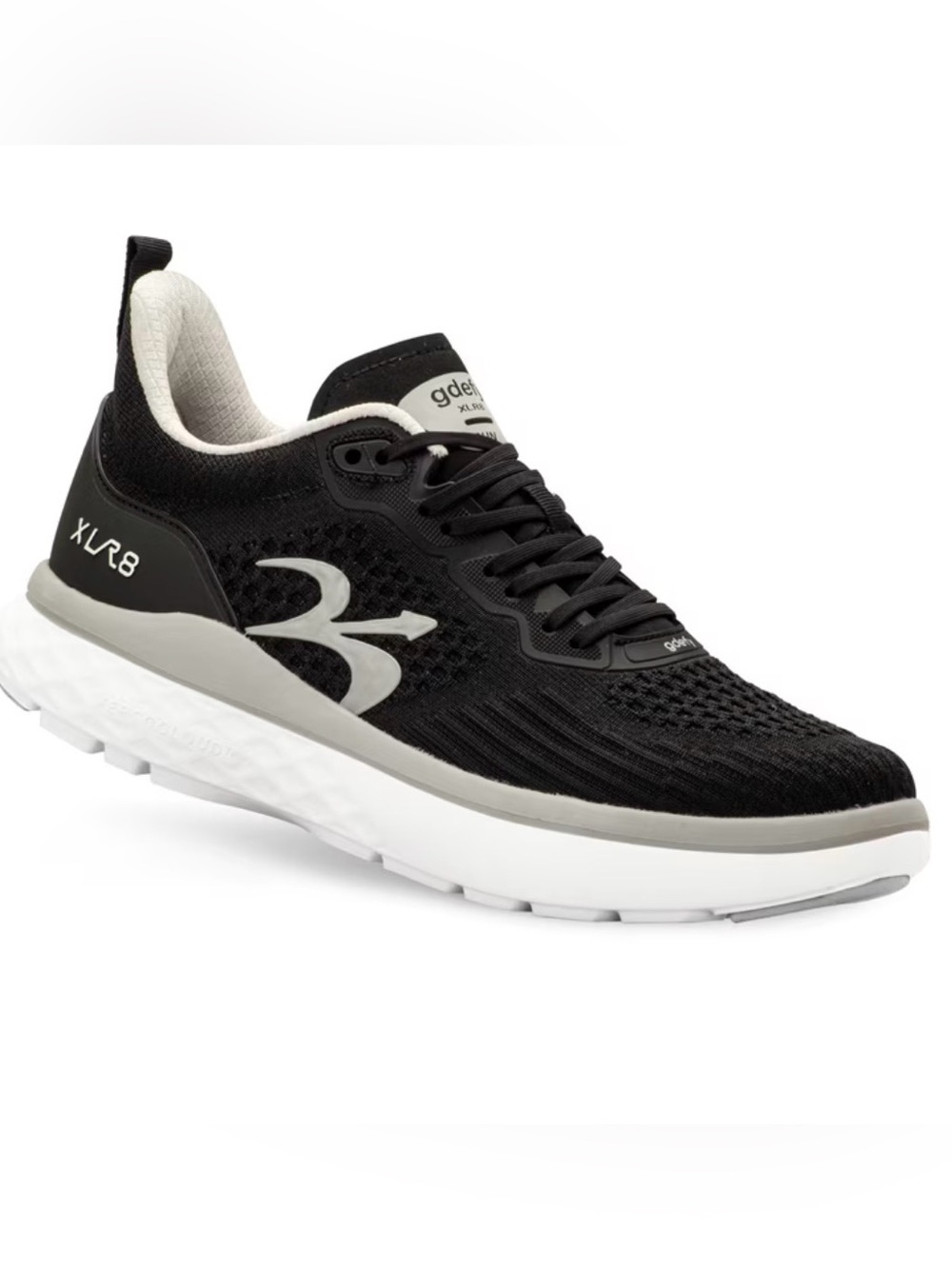 GDEFY Orthotic Lace-Up Running Sneaker XLR8 Black/white silver 7.5 Medium